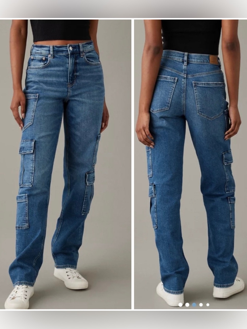 Women's American Eagle Super High-Rise Baggy Straight Cargo Jeans Size 18